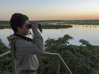 Carolina Alvarez, park ranger at Tres Gigantes Biological Station, a private nature reserve owned and managed by local conservation NGO Guyra Paraguay Alto Paraguay, Paraguay.